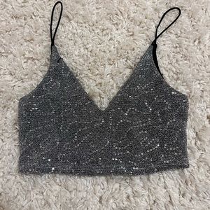 Sparkly silver tank top
